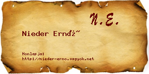Nieder Ernő névjegykártya